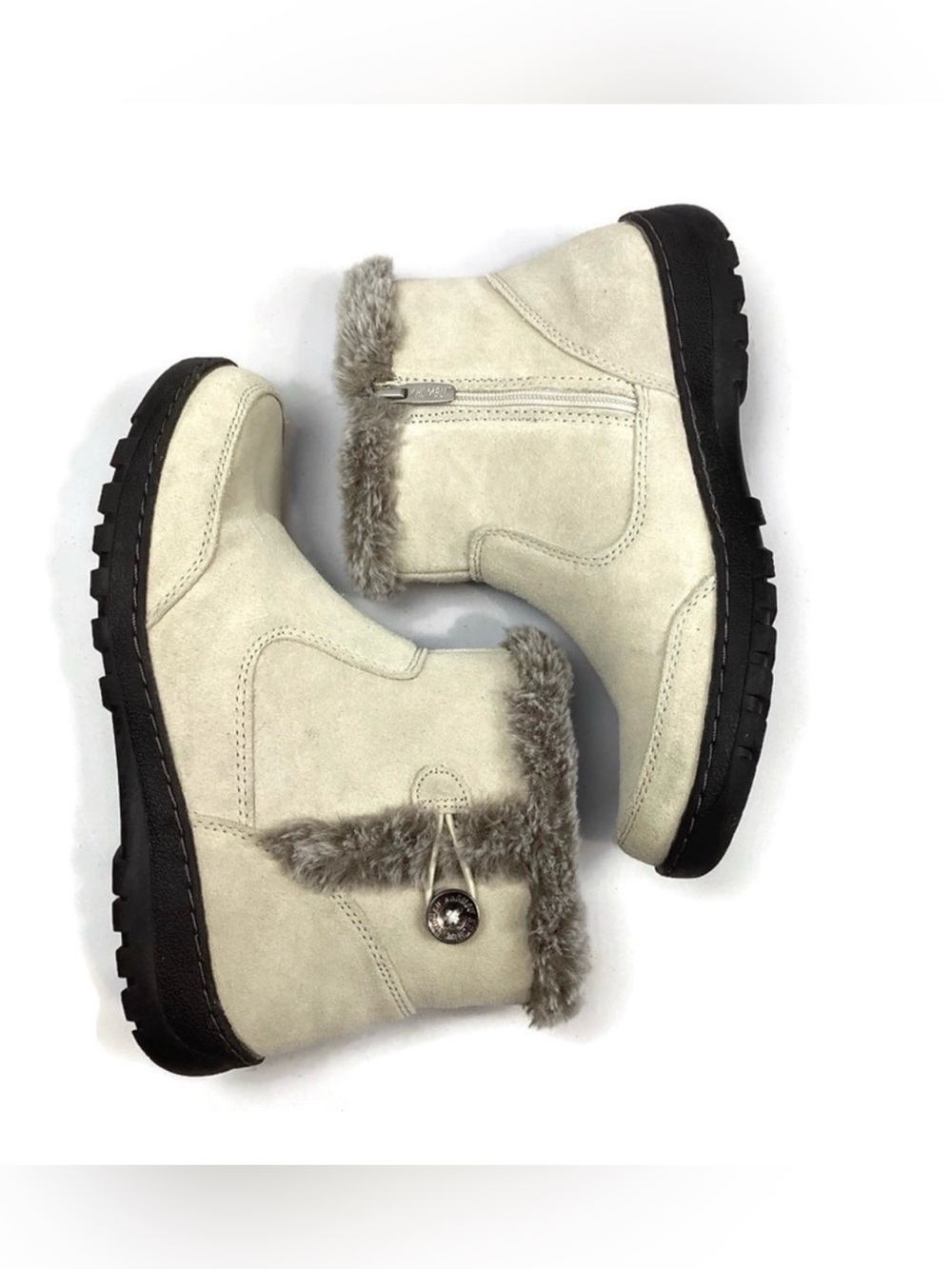 Khombu Iris Leather Suede Winter Ankle Boots Booties Size 10